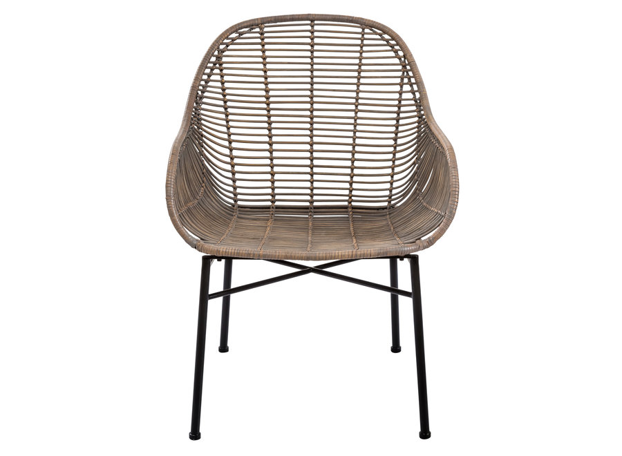 Esszimmerstuhl Sogod Wicker Rattan Metallrahmen B60xT64xH79cm