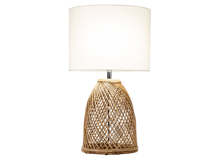 Table Lamp Wicker Weaved with Jute Shade D35xH54cm