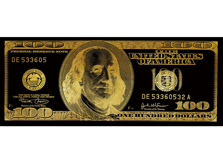Pop Art Dollar Note Black Gold Digitalprint W150xH60cm