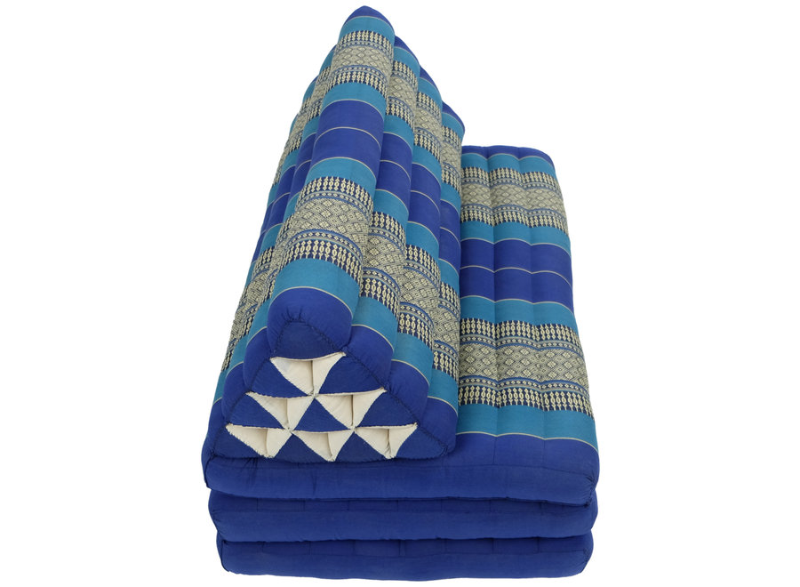 Colchón Tailandés de 3 Pliegues con Cojín Triangular Plegable 80x190x7cm XXXL Océano Azul