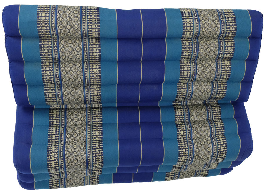 Colchón Tailandés de 3 Pliegues con Cojín Triangular Plegable 80x190x7cm XXXL Océano Azul