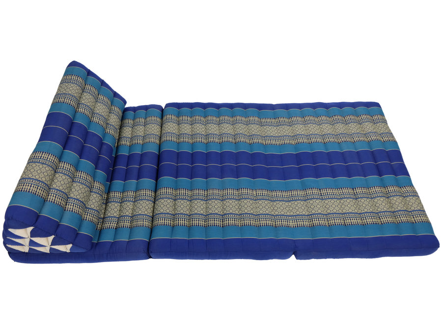 Colchón Tailandés de 3 Pliegues con Cojín Triangular Plegable 80x190x7cm XXXL Océano Azul