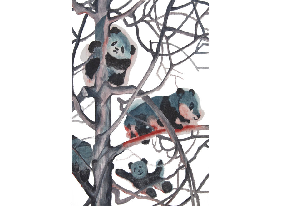 Oil Painting 100% Handmade Chinese Pandas in Trees 70x120cm