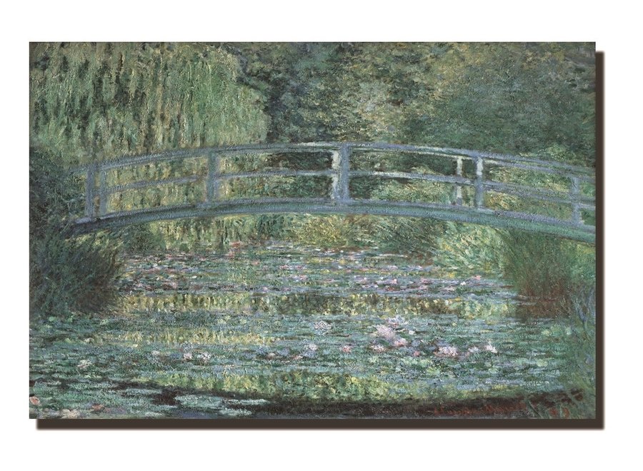 Stampe su Tela 120x80cm Claude Monet Ponte su uno Stagno di Ninfee Giclée Arricchito a Mano