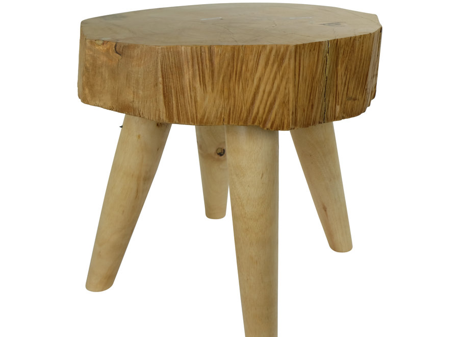 Mesa Auxiliar Tailandesa de Madera de Mango Hecha a Mano Natural