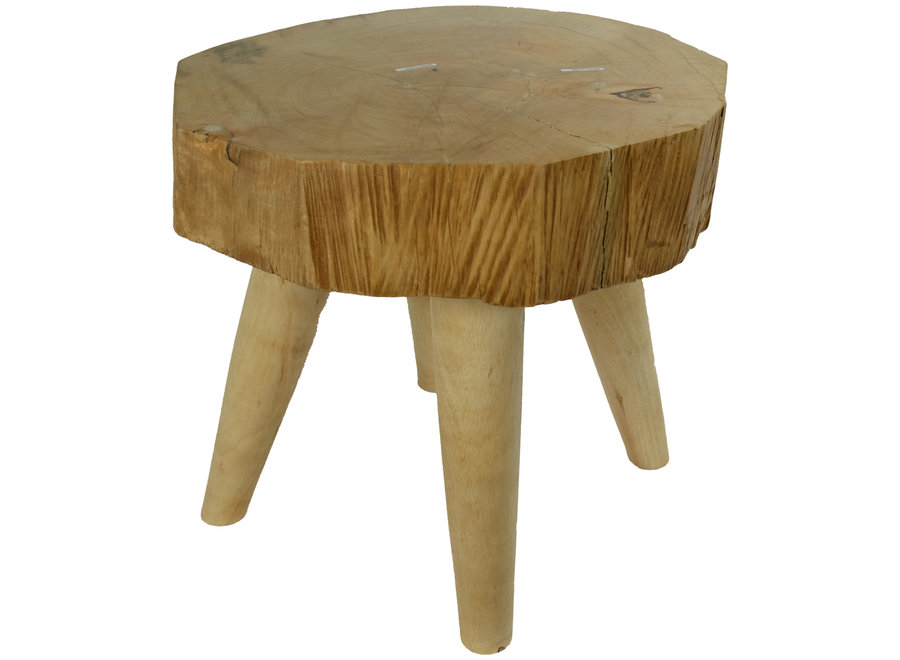 Mesa Auxiliar Tailandesa de Madera de Mango Hecha a Mano Natural