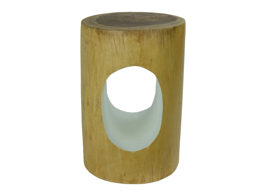 Hocker Mango Holz Handgefertigt in Thailand Natur Weiß B36xH41xT36cm