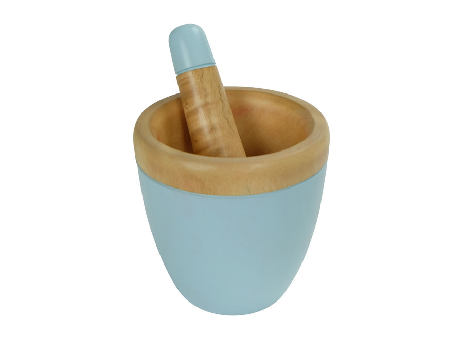 Mortier Ensemble/2 Bois de Mangue Fait Main en Thaïlande Bleu