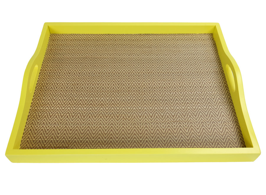 Mango Wood Decorative Tray Bamboo Handmade in Thailand Yellow