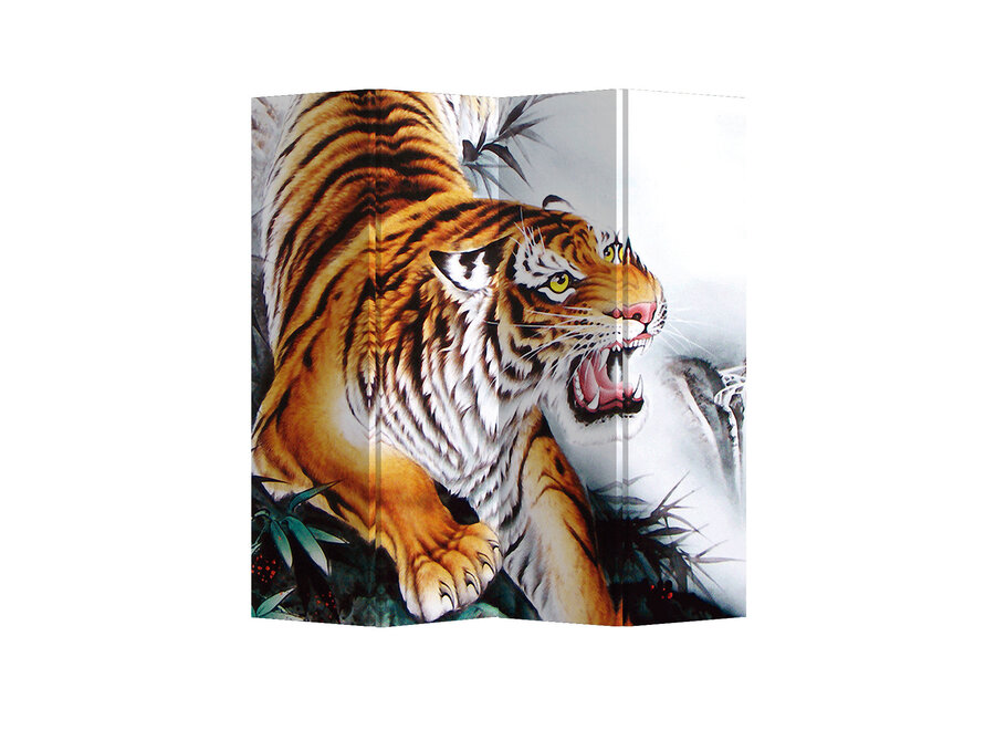 Paravent Chinois en Toile L160xH180cm 4 Panneaux Tigre