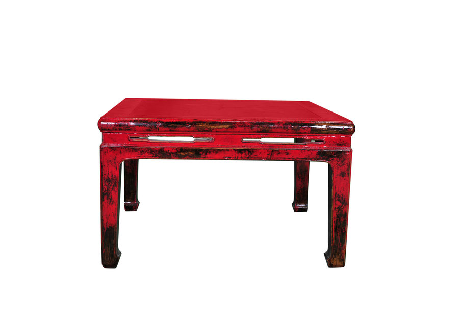 Table Basse Chinois Ancien Rouge en Marbre L79xP79xH49cm