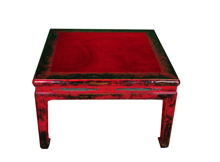 Table Basse Chinois Ancien Rouge en Marbre L79xP79xH49cm