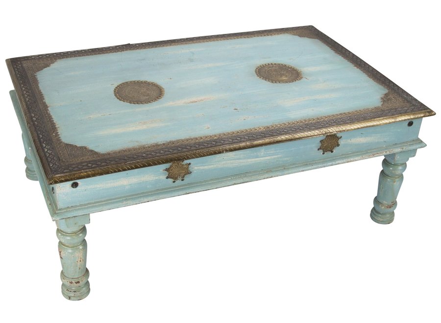 Mesa de Centro India de Madera Hecha a Mano en la India 77x120x46cm