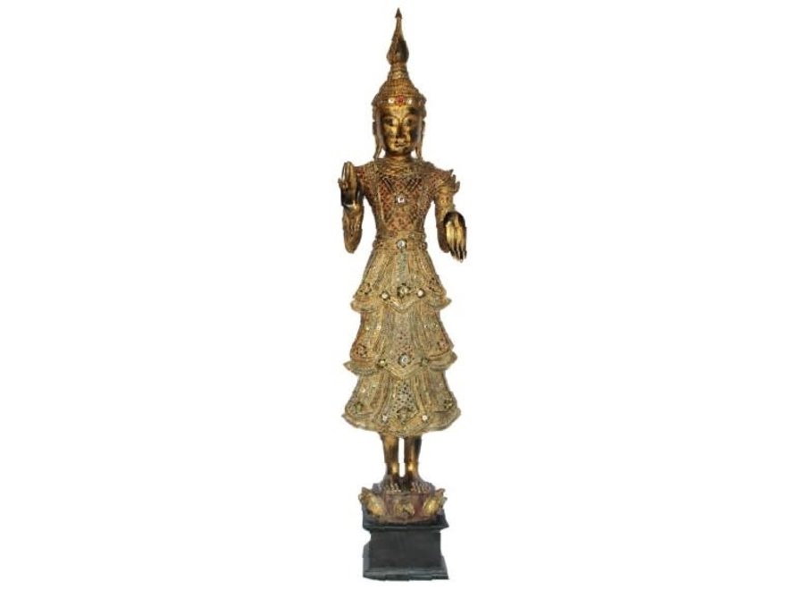 Shan Royal Buda Tailandés de Pie Oro Completo An55xP33xAl193cm