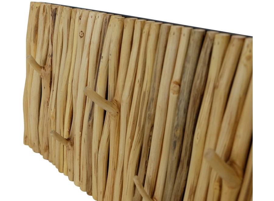 Fine Asianliving Wooden Wall Coat Rack Massief Mango Wood Handmade Thailand W80xH30xD5cm