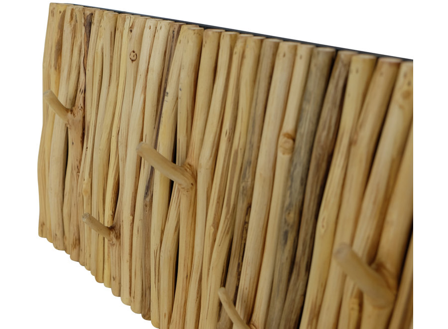 Houten Wandkapstok Massief Mangosteenwood Handmade Thailand L80xB30xH5cm