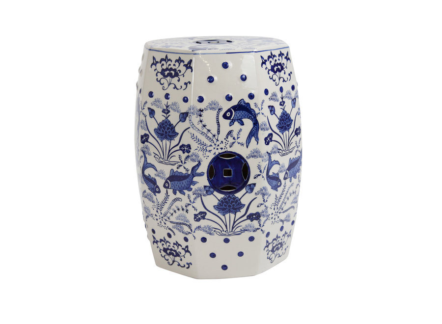 Fine Asianliving Ceramic Garden Stool Porcelain Blue White D33xH46cm