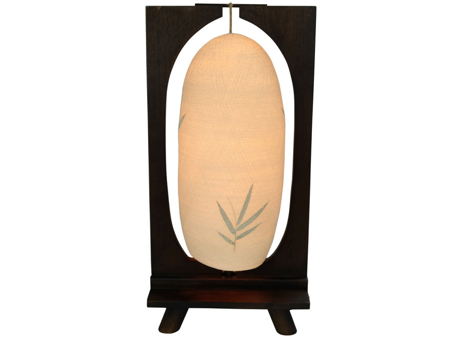Cotton Thread Table Lamp Handmade Teak Wood Base Dark W27xD15xH55cm