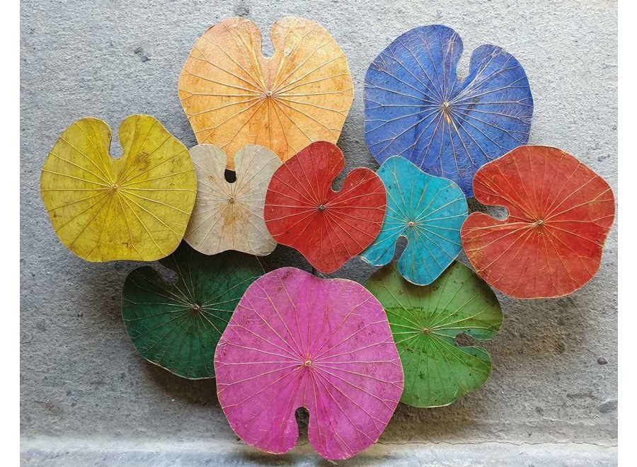 Lotusblatt-Malerei Nachhaltige Wandkunst 3D Mehrfarbig
