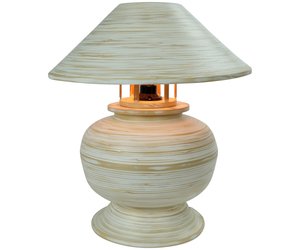 Lampada Da Tavolo In Bambù A Spirale Fatta A Mano - Marrone, Dimensioni 37x37x40 Cm, Design Unico E Naturale - 3