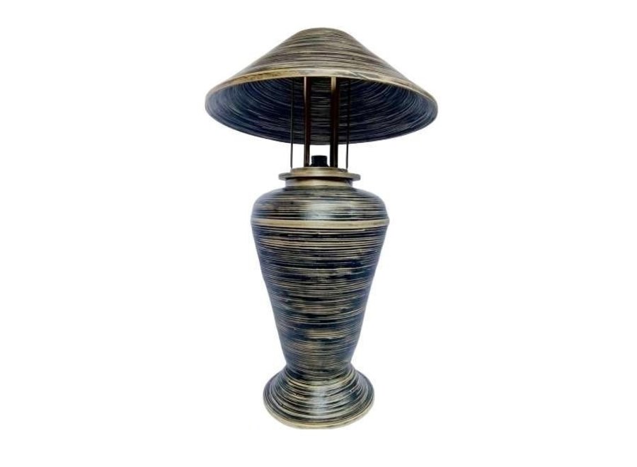 Lampe de Table en Bambou Spirale Fait Main Noire 40x40x65cm