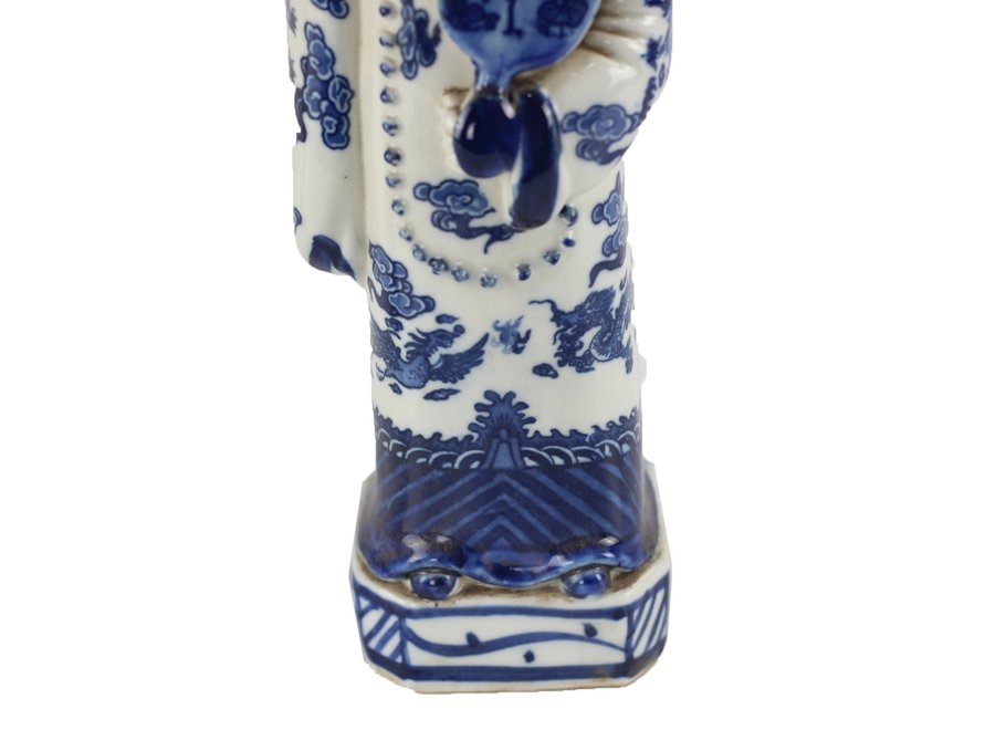 Figurines Chinoises Bleu Blanc Porcelaine Empereur Impératrice Ensemble/2 Fait Main