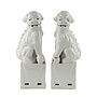 Chinese Foo Dogs Set/2 Porcelain White Handmade D11xH34cm