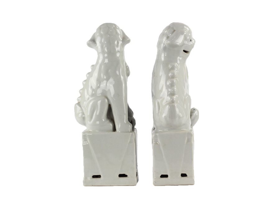 Chinese Foo Dogs Set/2 Porcelain White Handmade D11xH34cm