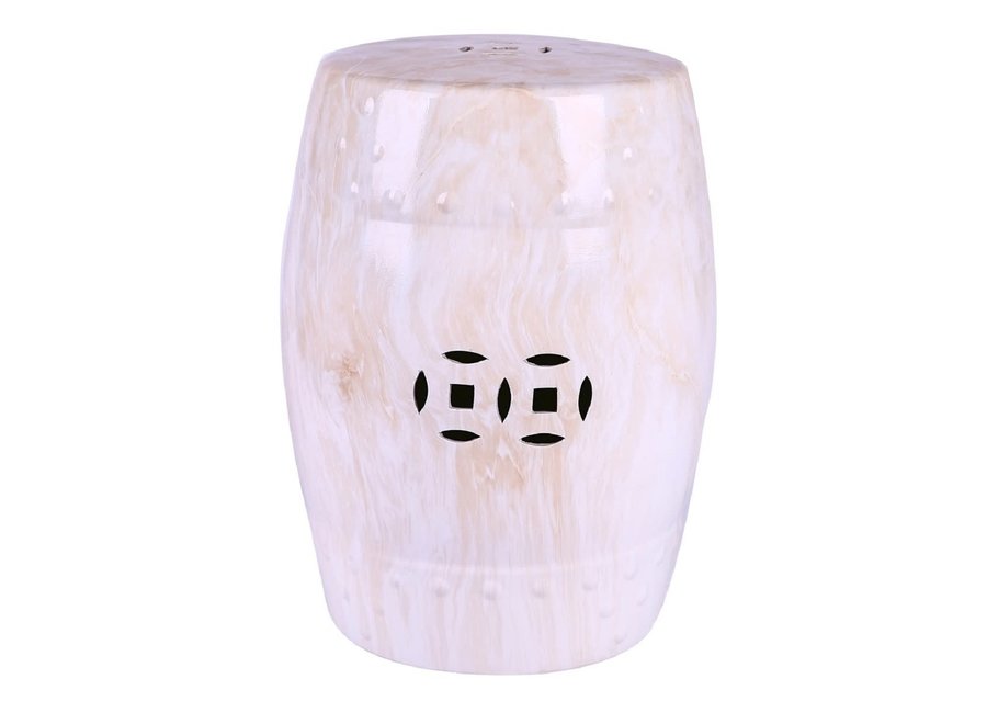 Ceramic Garden Stool Marble Look Handmade D33xH46cm