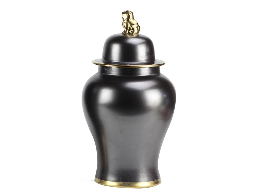 Vaso Ginger Jar Cinese in Porcellana Nero e Oro D22xA38cm