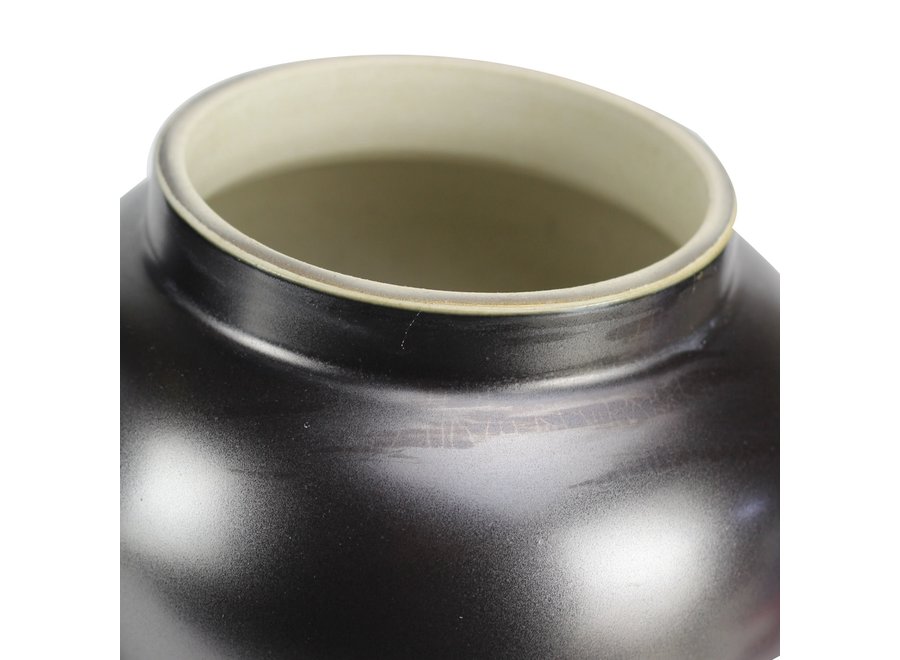 Pot à Gingembre Chinois Porcelaine Noir et Or Diam22xH38cm