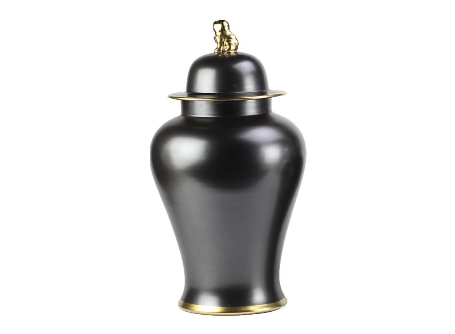 Chinesische Vase mit Deckel Porzellan Schwarz Gold B26xH48cm