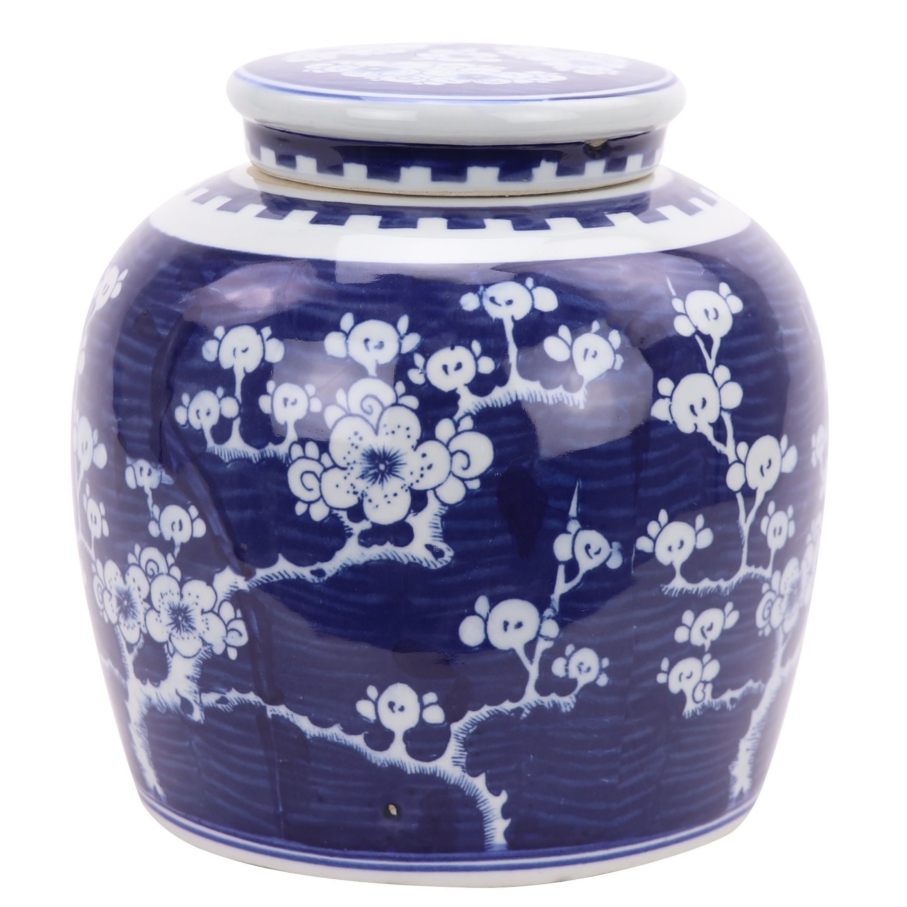 Chinese Ginger Jar Sakura Handpainted Blue W23xH23cm Fine Asianliving