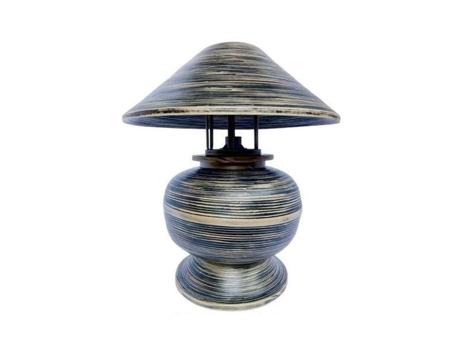 Lampe de Table en Bambou Spirale Fait Main Noire 37x37x40cm