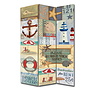Paravent en Toile L120xH180cm 3 Panneaux Ocean Beach Marine