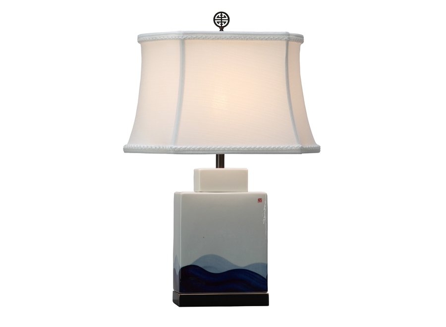 Chinese Table Lamp Porcelain with Lampshade Hand-painted W19xD19xH59cm