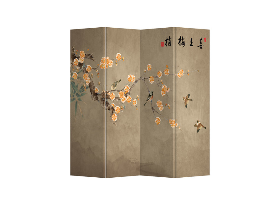 Paravent Chinois Chinois L160xH180cm 4 Panneaux Fleur de Prunier