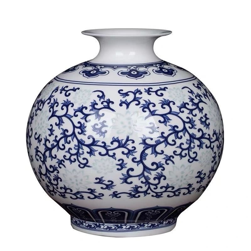 Vaso Cinese in Ceramica Porcellana Dipinto a Mano Blu e Bianco D25xH29 -  Fine Asianliving