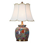 Oriental Table Lamp Porcelain with Lampshade Multicolour Art W22xD22xH57cm