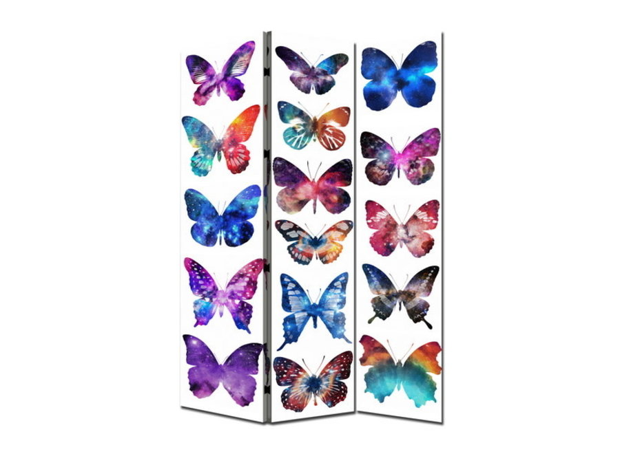 Biombo Separador de Lienzo A120xA180cm 3 Paneles Mariposas