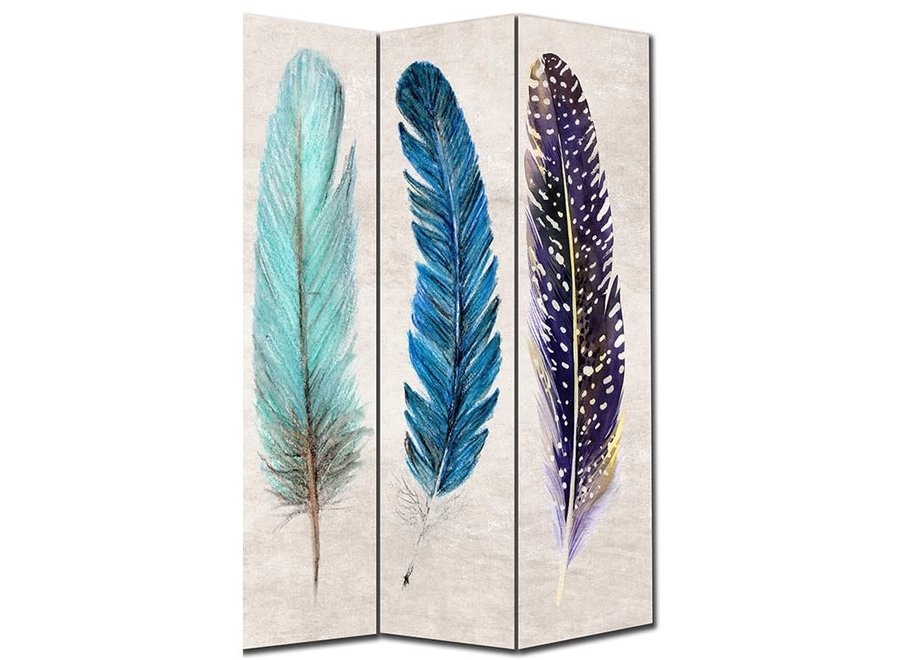 Room Divider Privacy Screen 3 Panels W120xH180cm Feathers