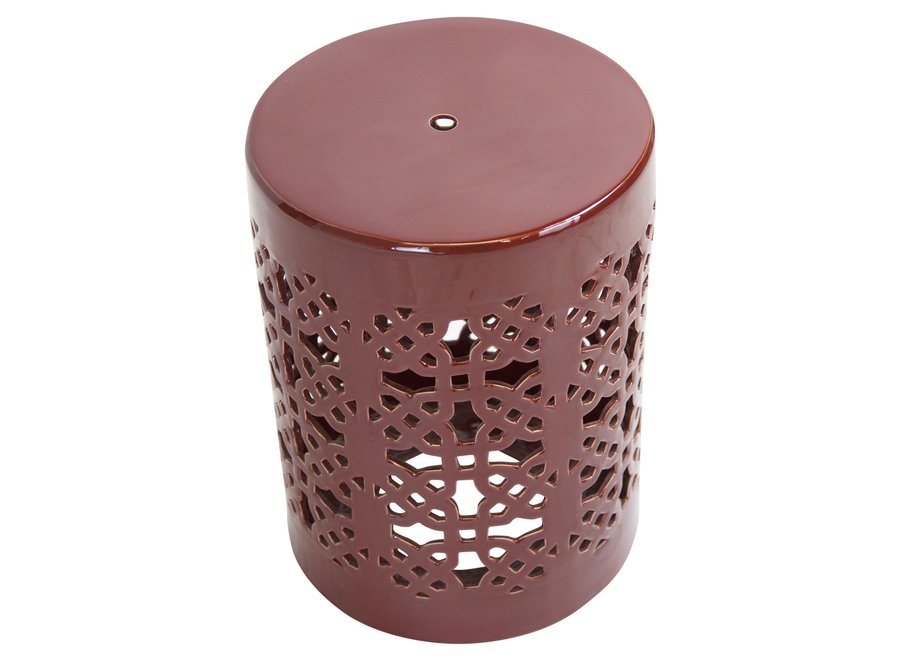 Taburete de Cerámica Geo Rojo Burdeos hecho a mano D33xH46cm