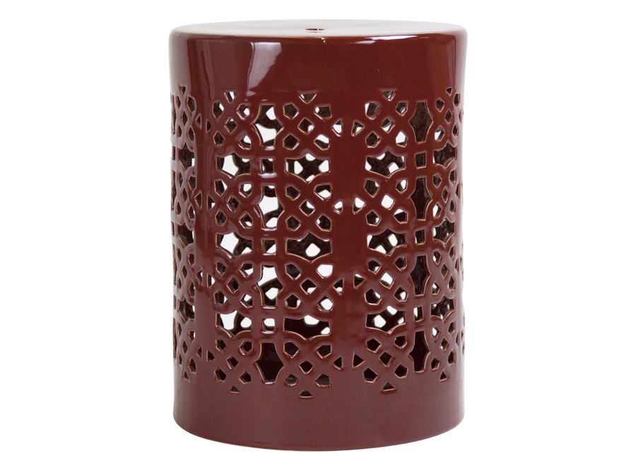 Taburete de Cerámica Geo Rojo Burdeos hecho a mano D33xH46cm