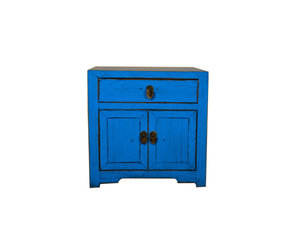 Comodino Cinese Blu Lucido L42xP32xH60cm - Fine Asianliving