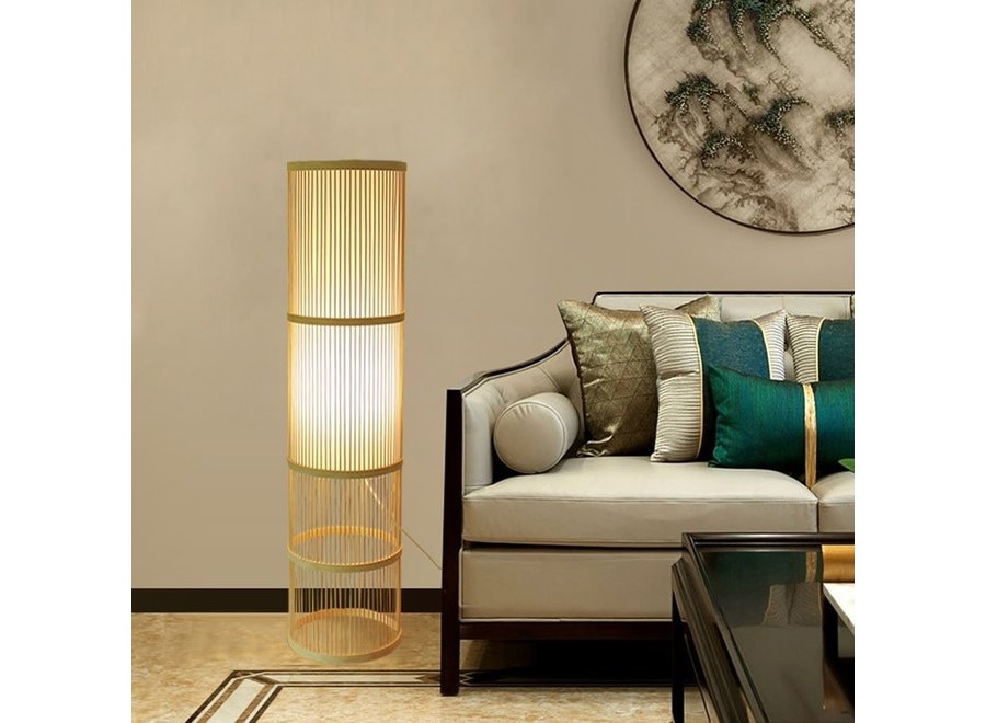 Lampada da Terra in Bambù Fatta a Mano - Leslie D28xH100cm - Fine  Asianliving