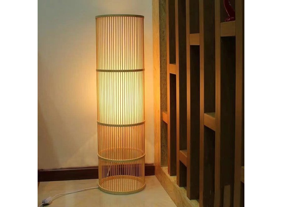Lampada da Terra in Bambù Fatta a Mano - Leslie D28xH100cm