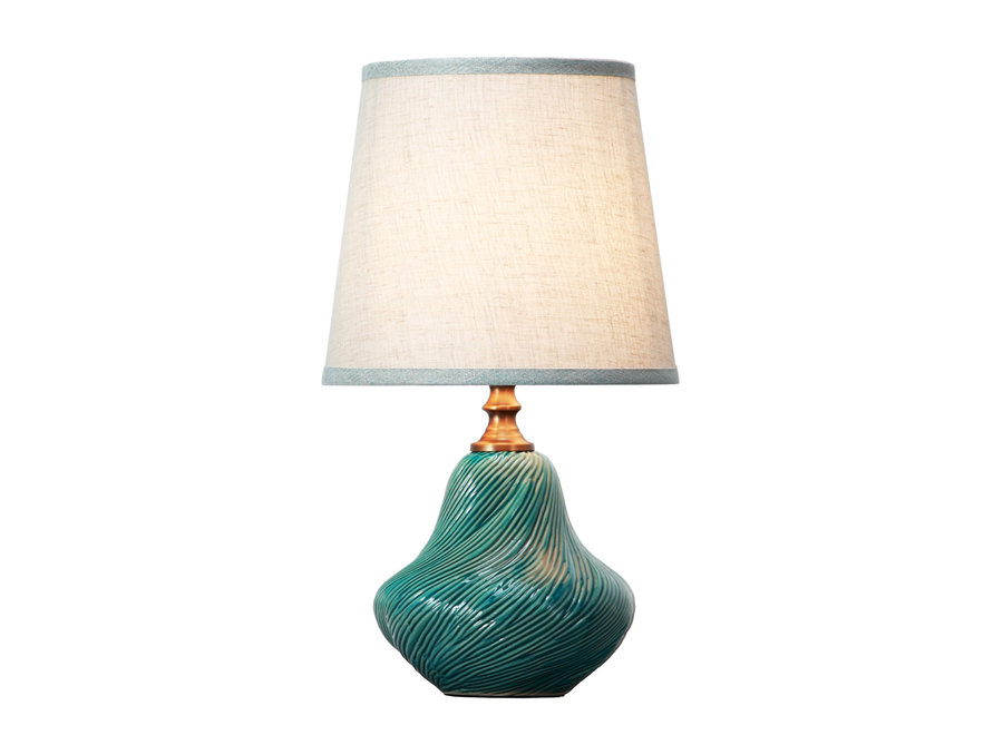 Table Lamp Porcelain with Lampshade Teal Art W20xD20xH50cm