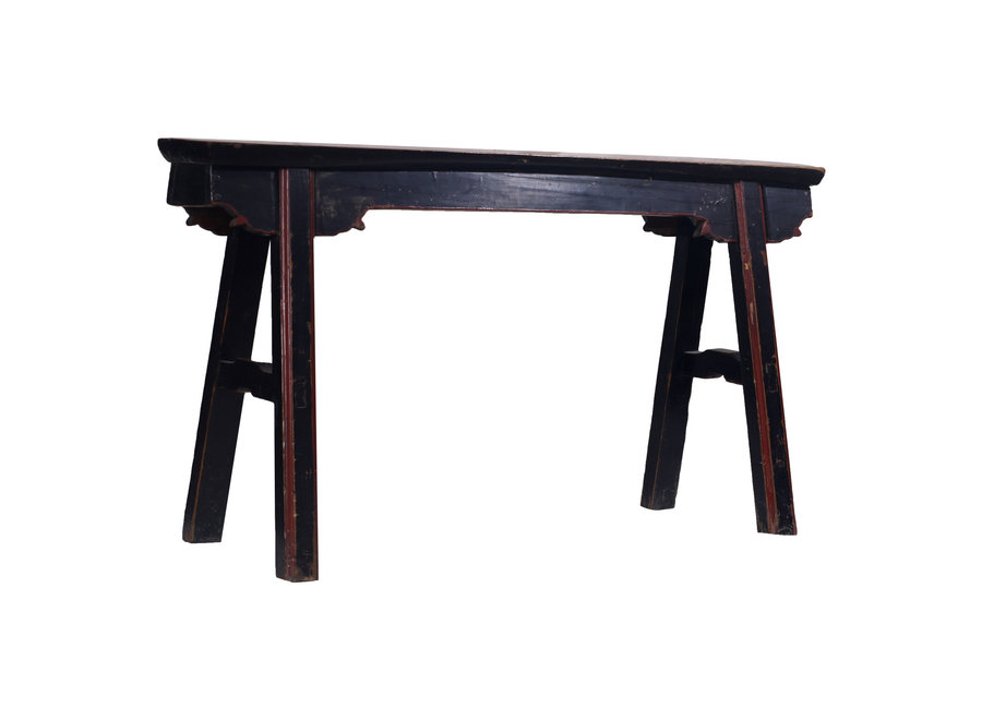 Antique Chinese Bench Black Red - Shanghai, China W95xD15xH53cm