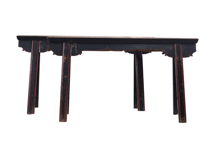 Antique Chinese Bench Black Red - Shanghai, China W95xD15xH53cm