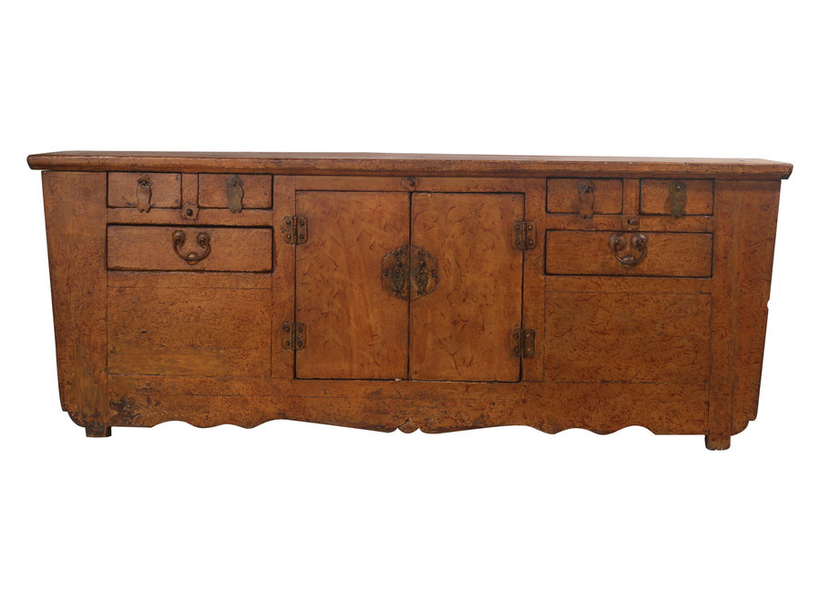 Fine Asianliving Antique Low Chinese Sideboard Brown Pattern - Zhejiang, China